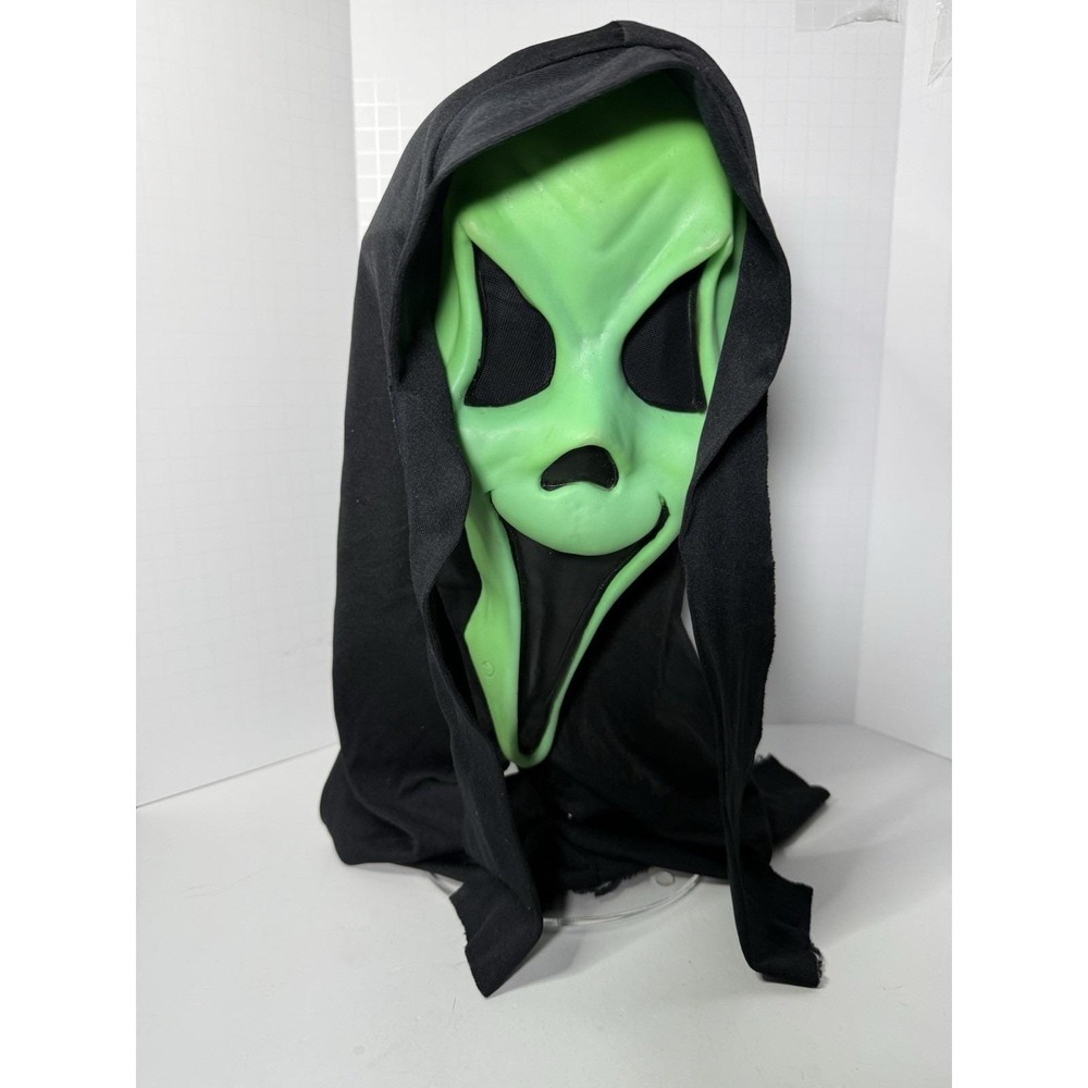 VTG 90s Original Scream Movie Mask Halloween FUN WORLD Dvision Green Ghost Face
